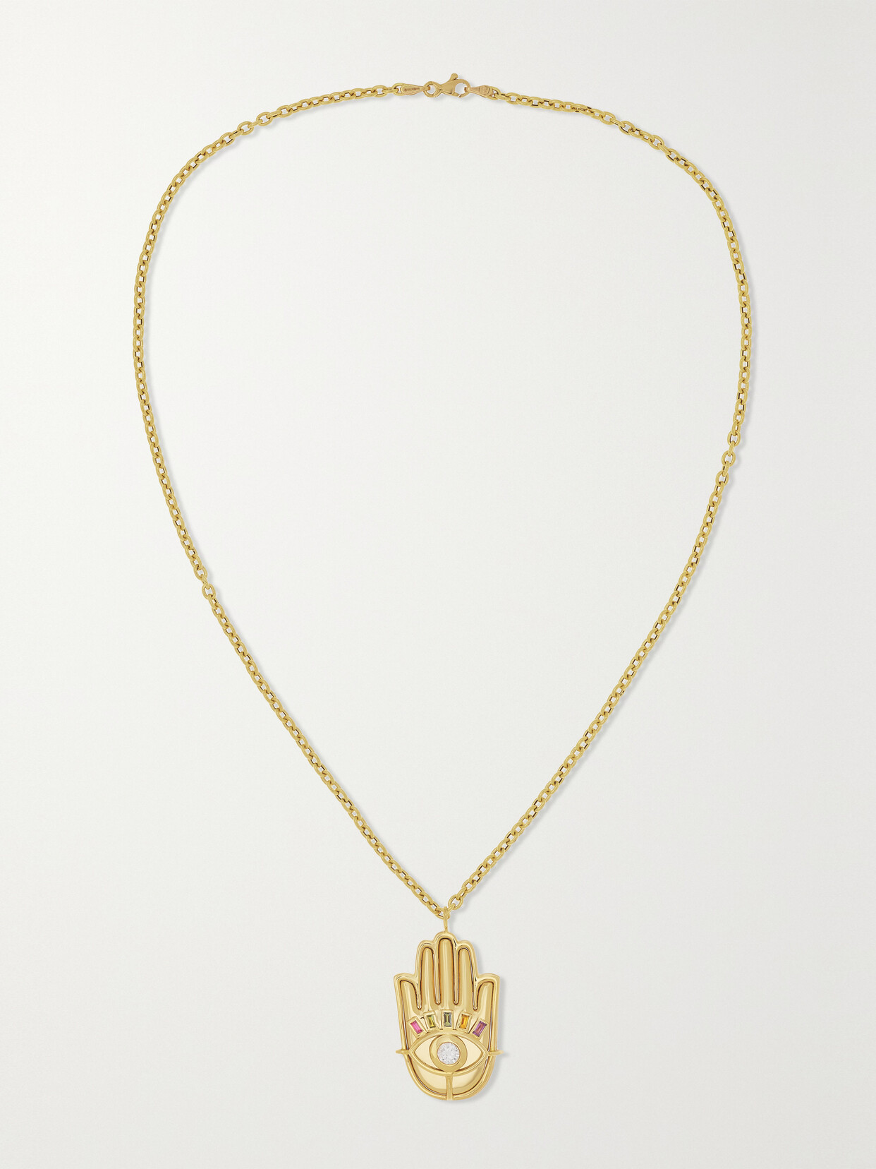 Brent Neale Hamsa 18-karat Gold, Diamond And Sapphire Necklace