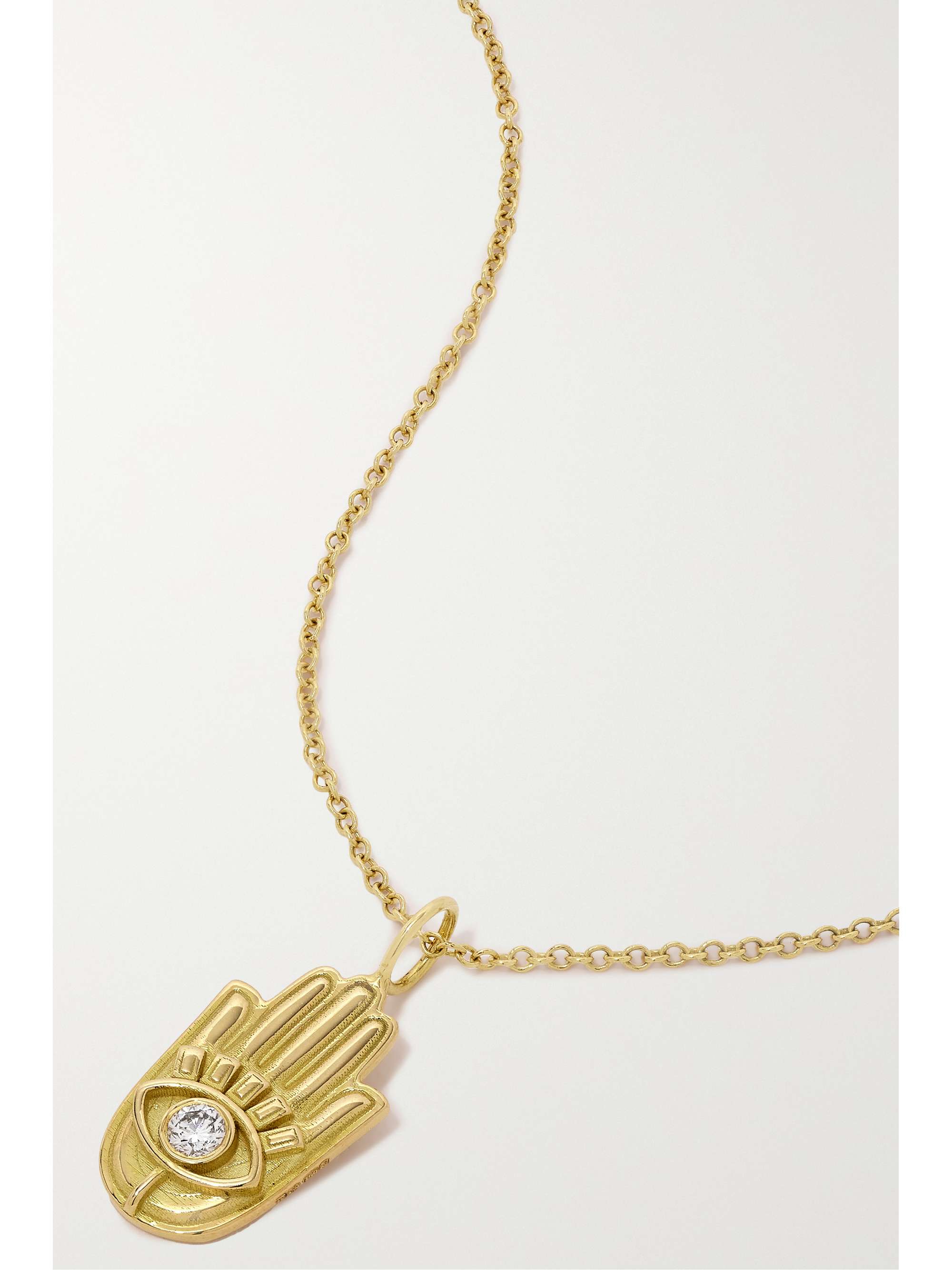 BRENT NEALE Mini Hamsa 18-karat gold diamond necklace