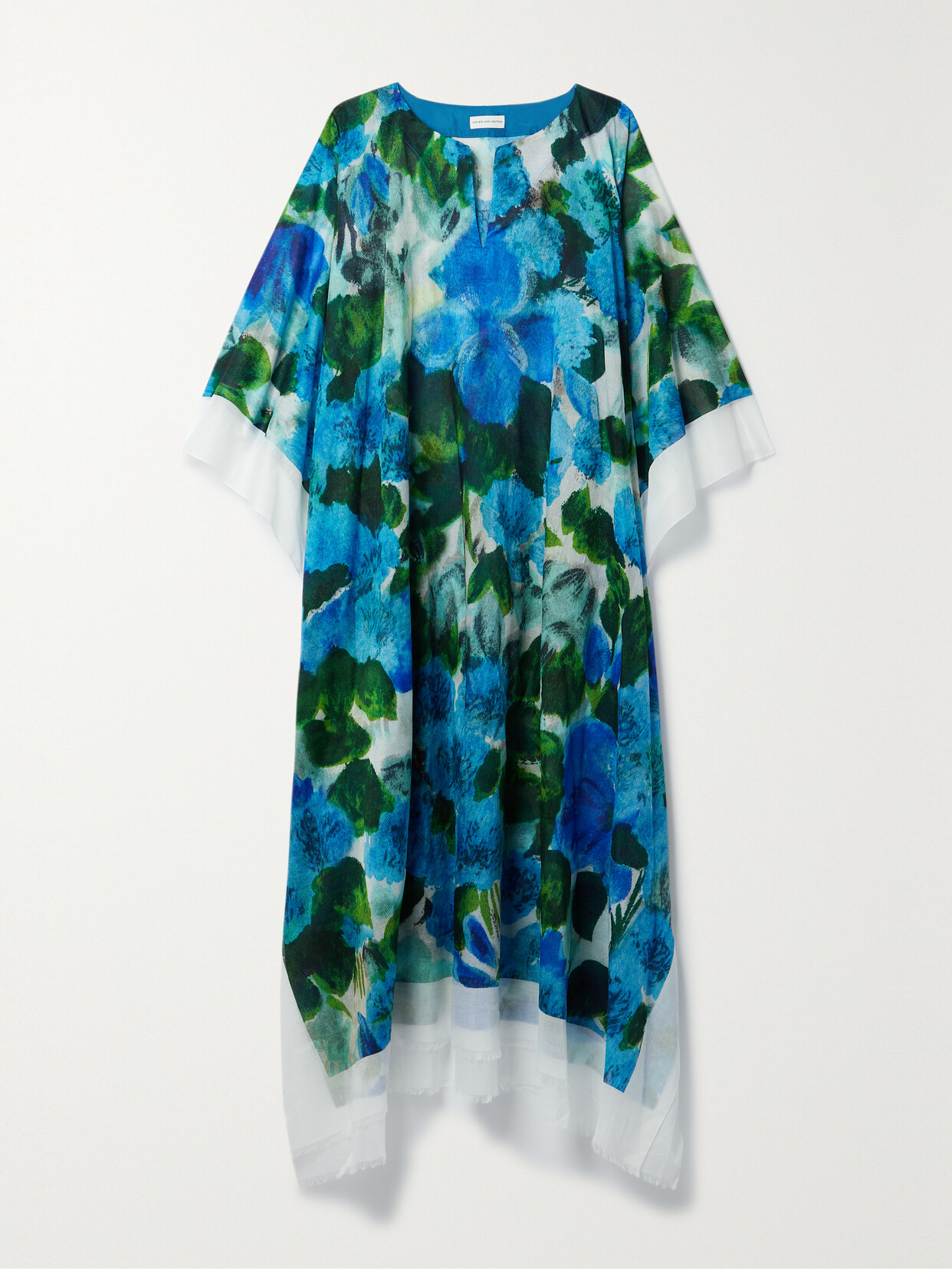 Dries Van Noten Cartland Floral-print Cotton-voile Kaftan In Blue