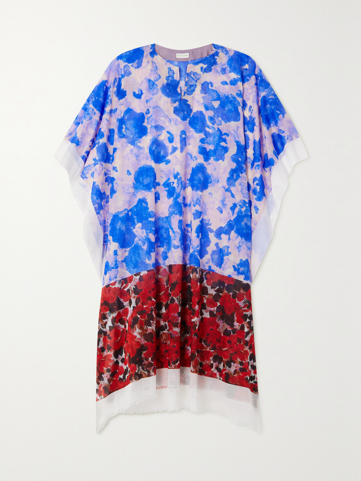 Shop Dries Van Noten Floral-print Cotton-voile Kaftan In Blue