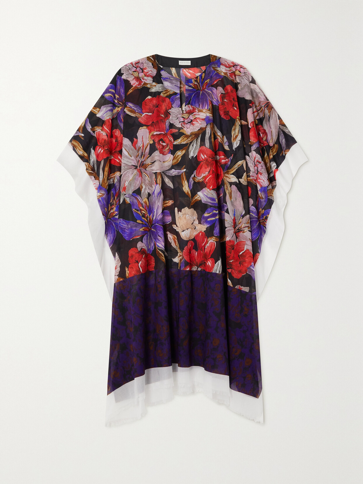 Shop Dries Van Noten Floral-print Cotton-voile Kaftan In Red