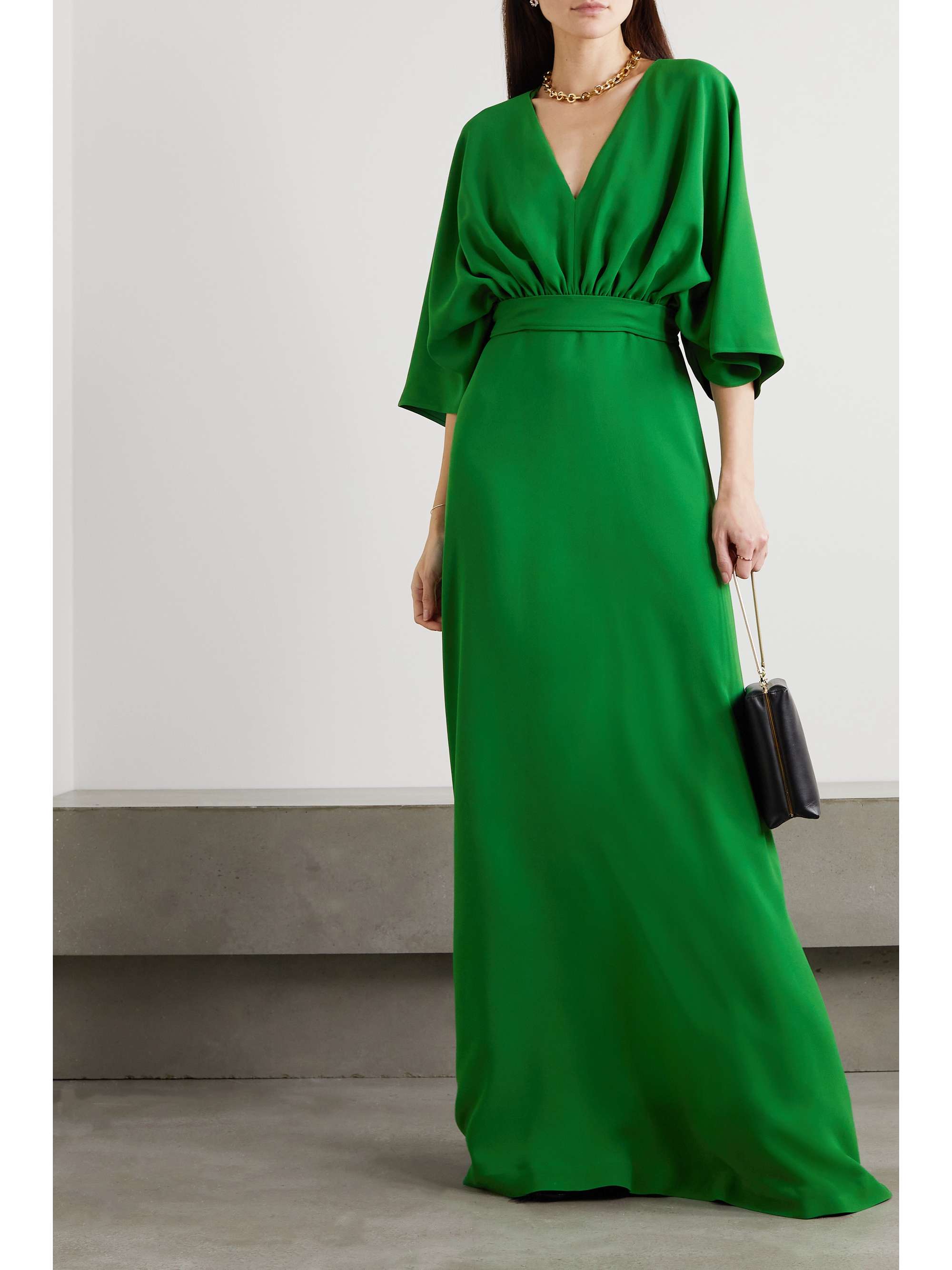 ELIE SAAB Ruched cady gown NETAPORTER