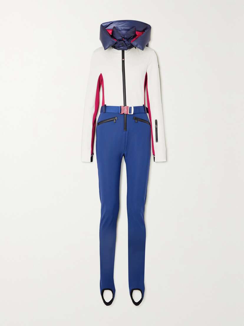 Moncler Grenoble Hooded Belted Color-block Down Ski Suit