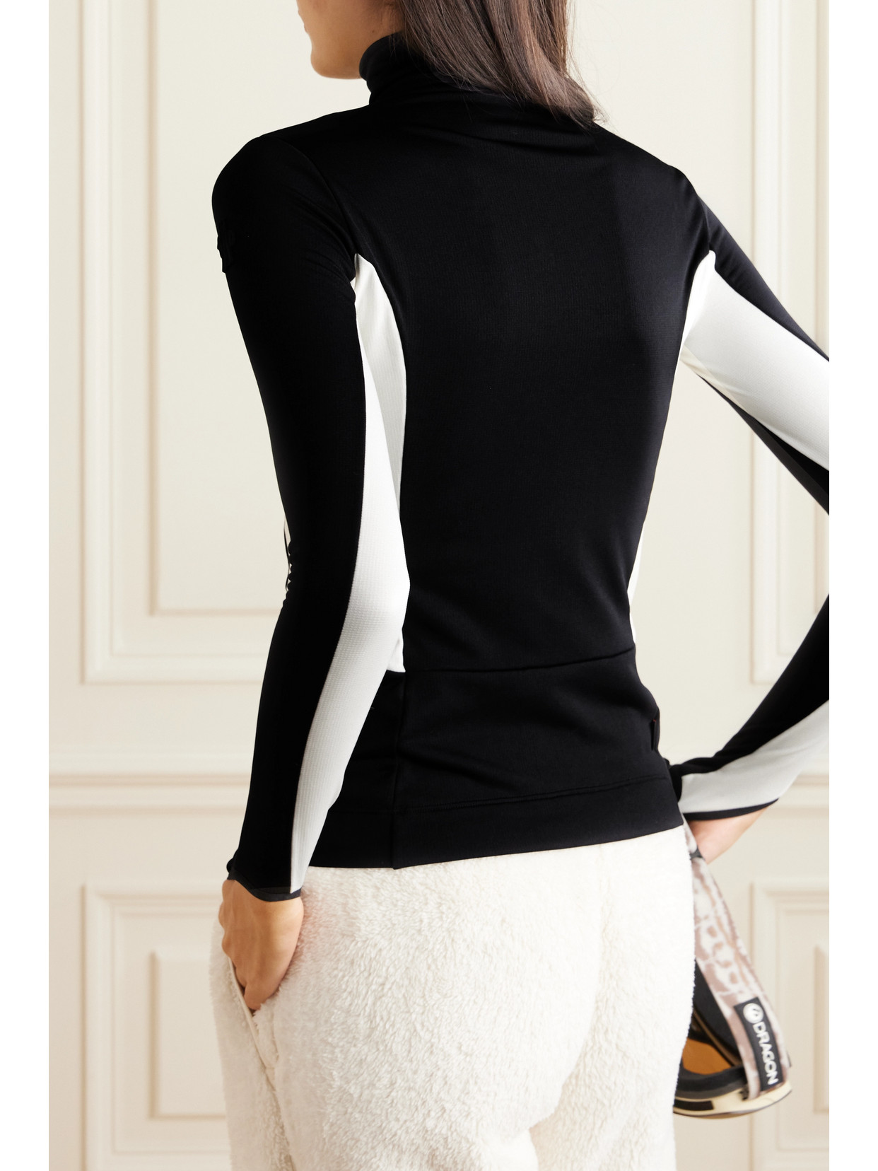 Moncler Zipped Mockneck Shirt In Black