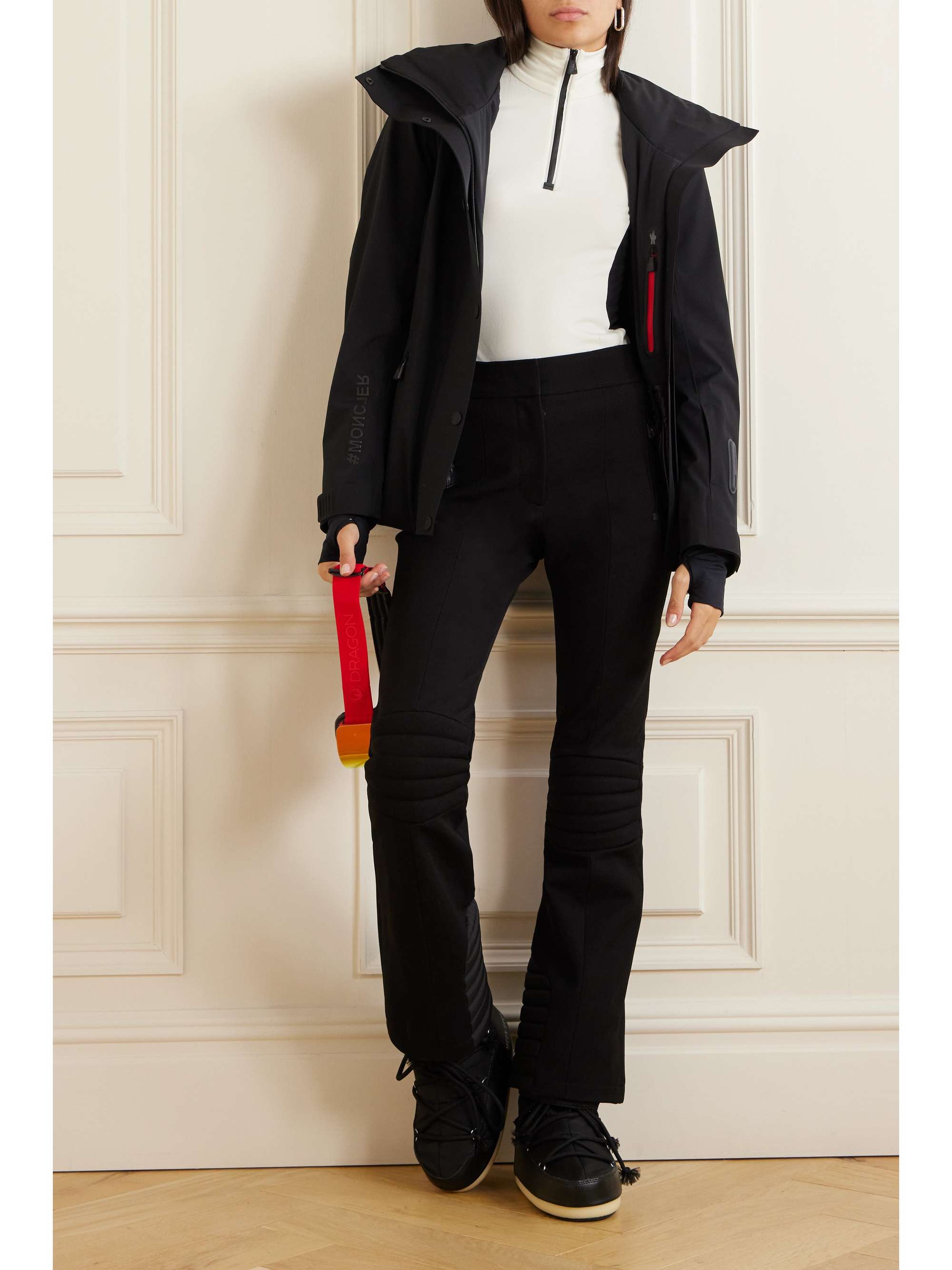 Straight leg stretch twill ski pants black x small