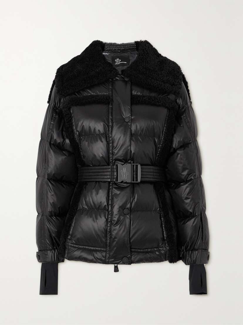 Moncler Grenoble Biollay Belted Shearling-trimmed Quilted Padded Down Ski Jacket