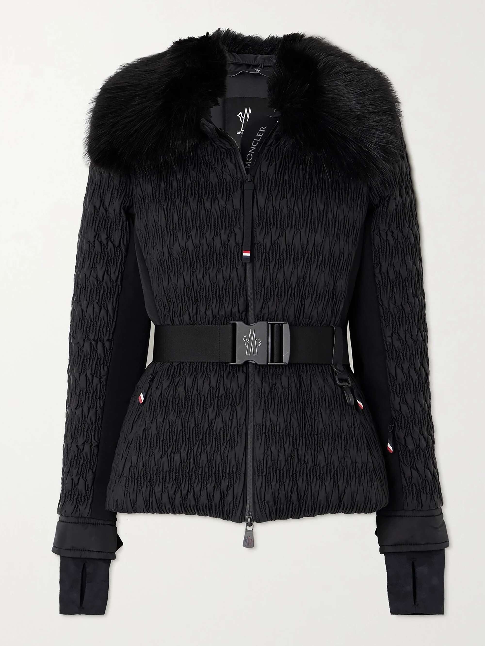 MONCLER GRENOBLE Plantrey hooded belted faux fur-trimmed