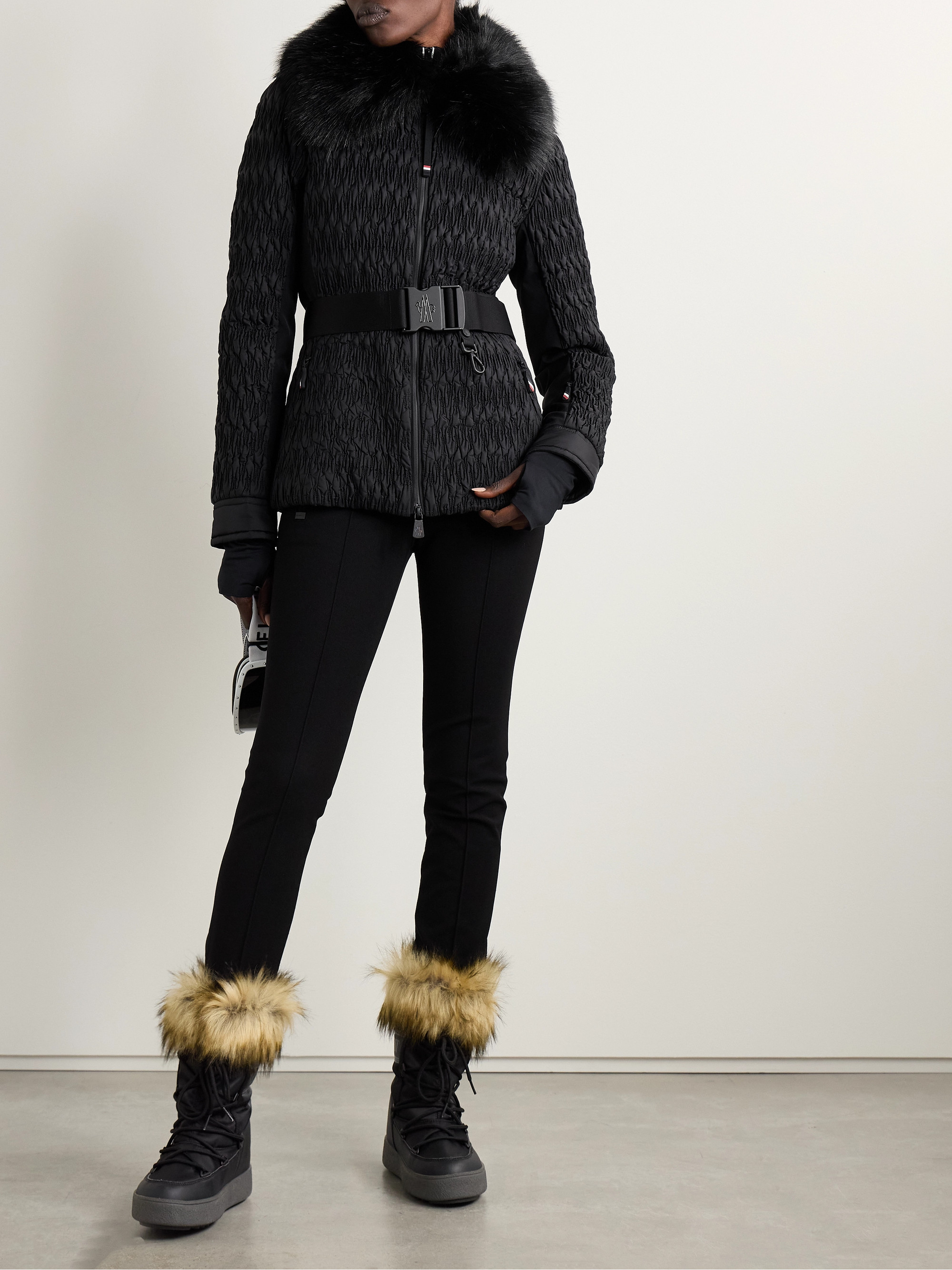 MONCLER GRENOBLE - Plantrey hooded belted faux fur-trimmed quilted