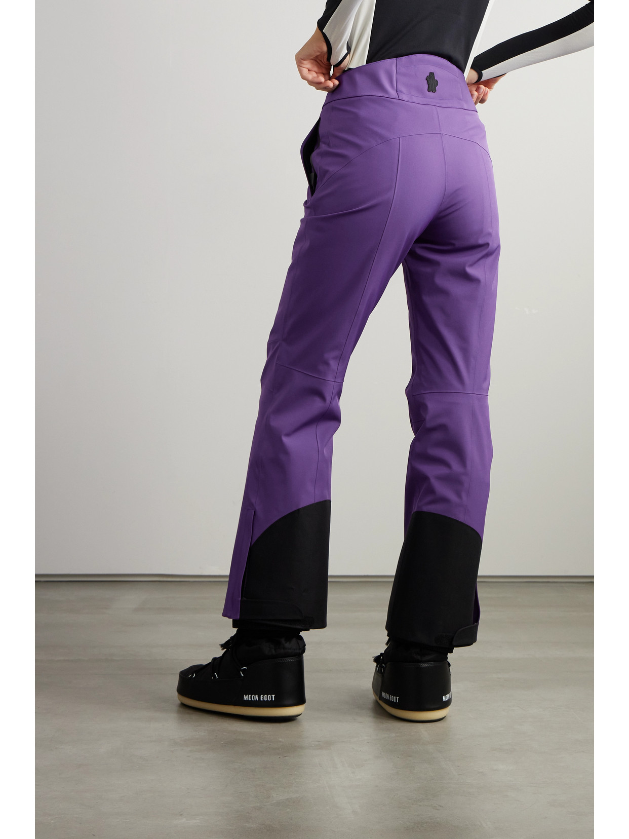 Shop Moncler Buckled Bootcut Ski Pants In Purple