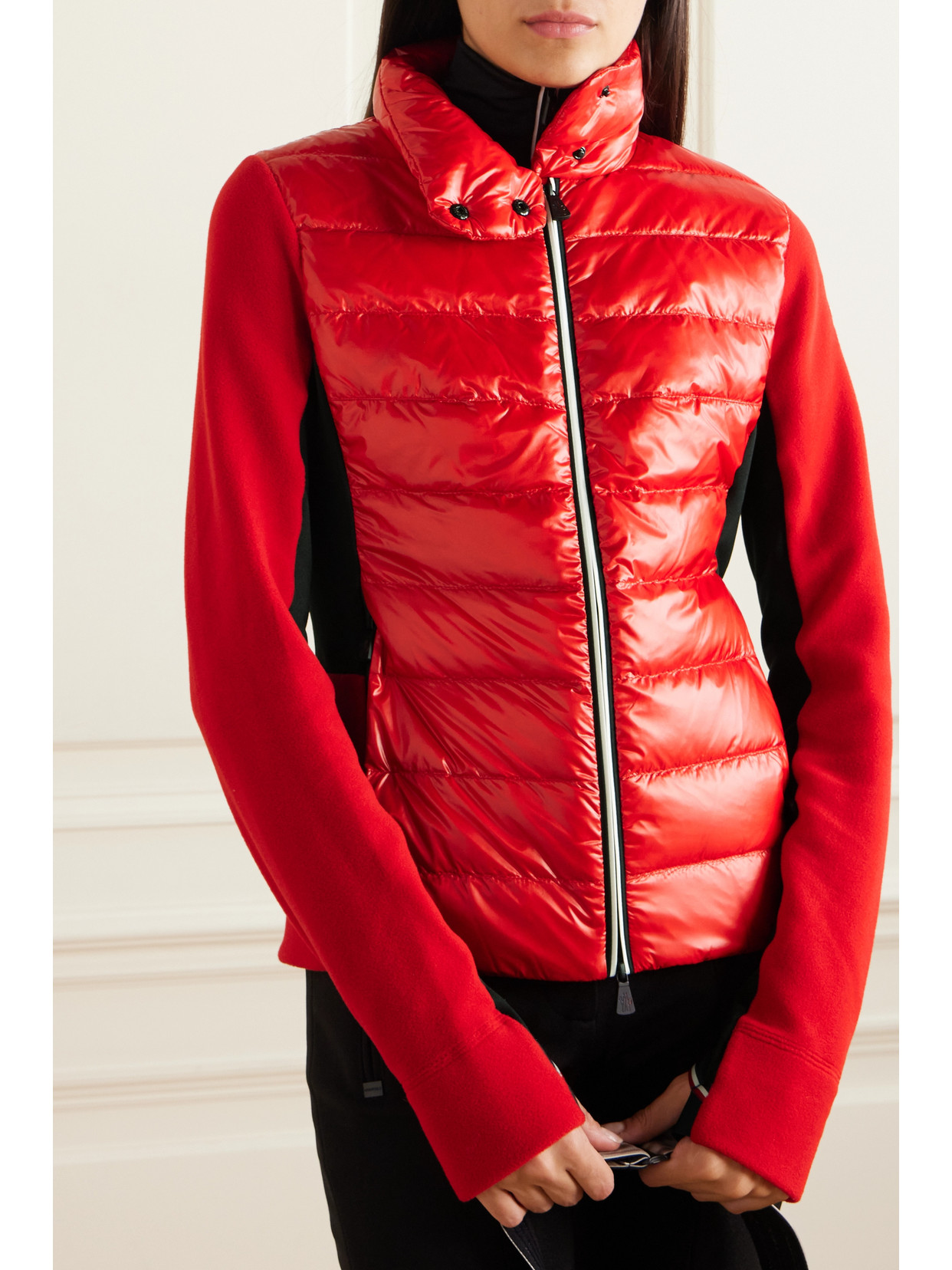 Shop Moncler Quilted Shell And Stretch-jersey Down Ski Jacket In Red