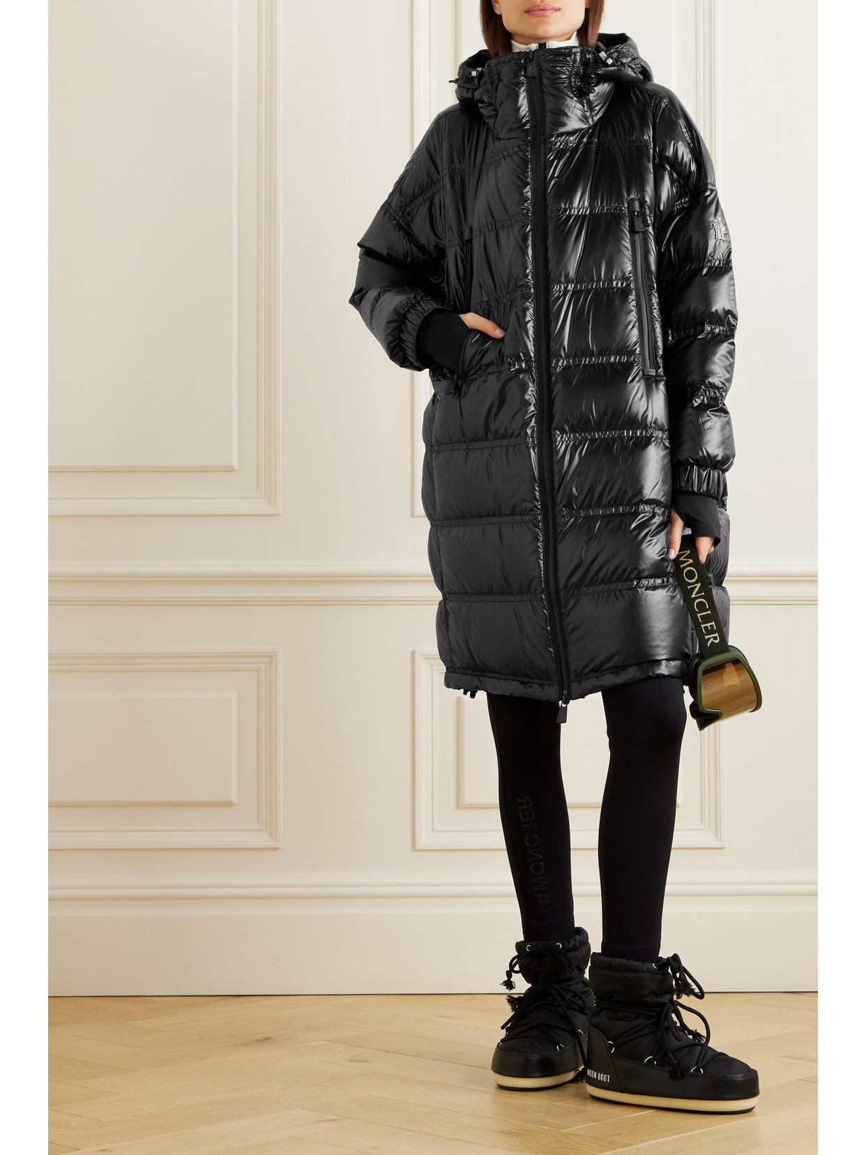 Shop Moncler Rochelair Hooded Padded Quilted Shell Down Parka In Black