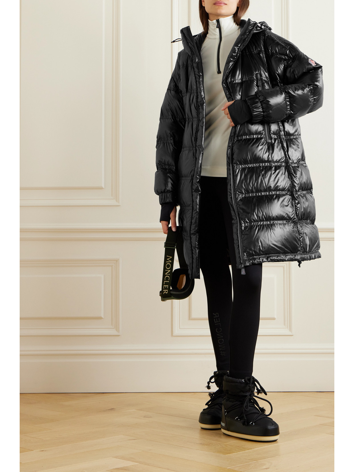 Shop Moncler Rochelair Hooded Padded Quilted Shell Down Parka In Black