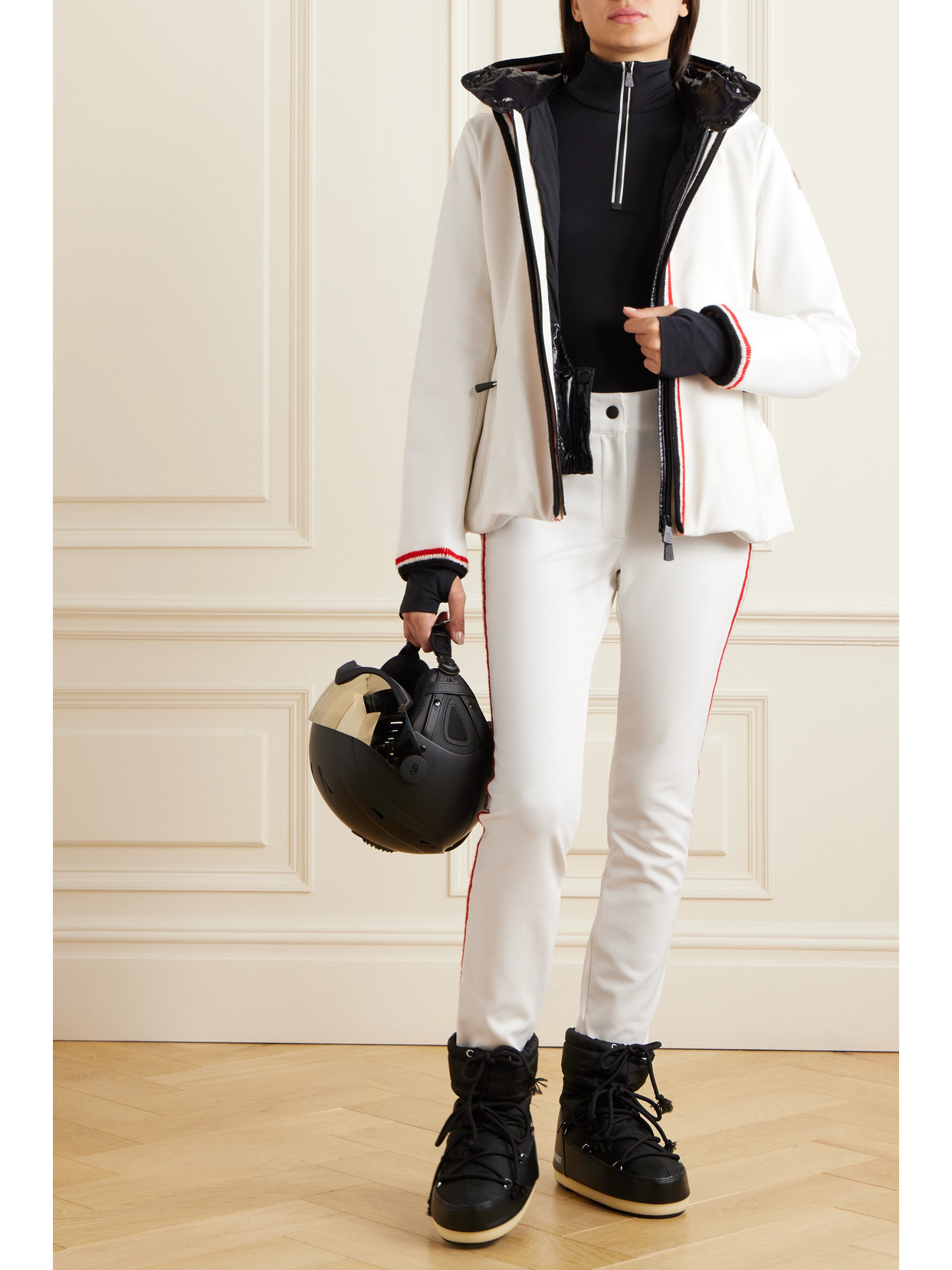 Shop Moncler Jockeys Layered Belted Stretch-twill Ski Jacket In White