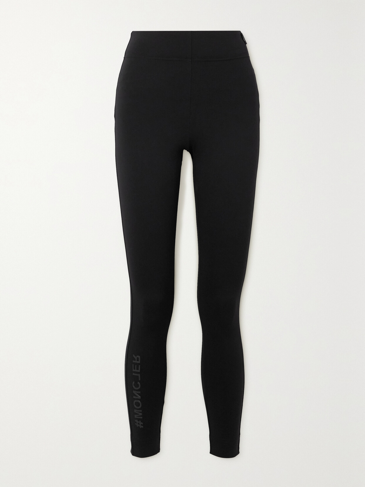 Moncler Brand-embossed Slim-fit High-rise Stretch-woven Leggings In Black