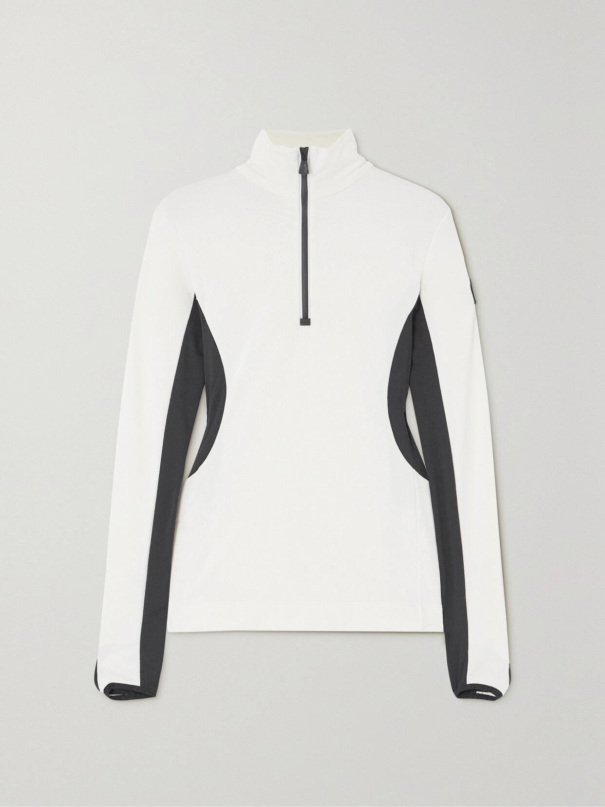 Shop Moncler Color-block Stretch-jersey Base Layer In White