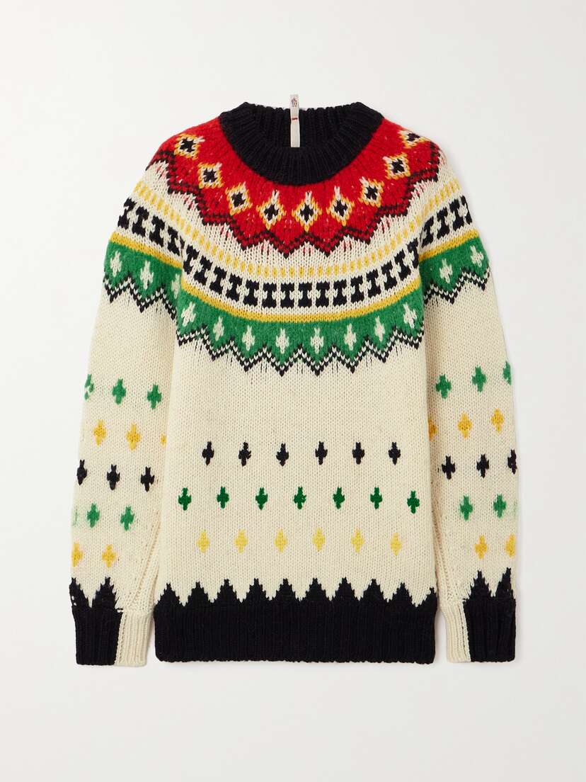 Moncler Grenoble Appliquéd Fair Isle Wool-blend Sweater