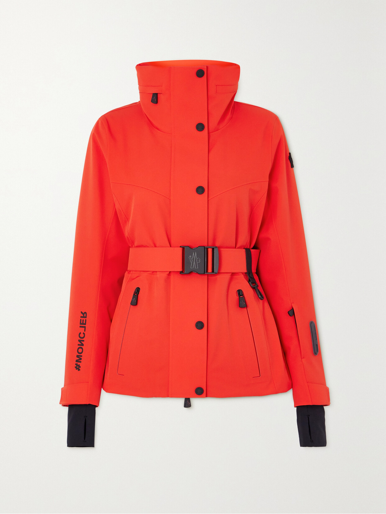 Moncler Hainet Hooded Belted Stretch-twill Ski Jacket In Red