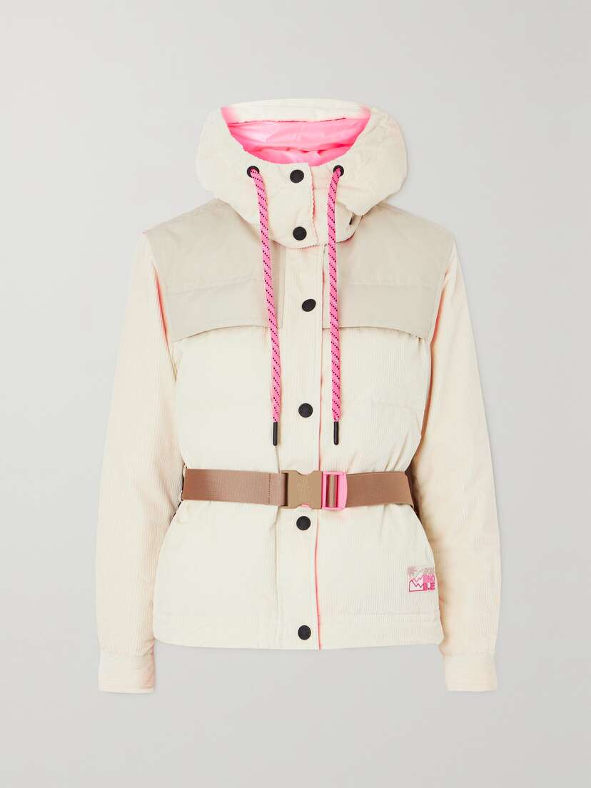 Moncler Grenoble Tetras Belted Canvas-trimmed Quilted Stretch-cotton Corduroy Down Ski Jacket