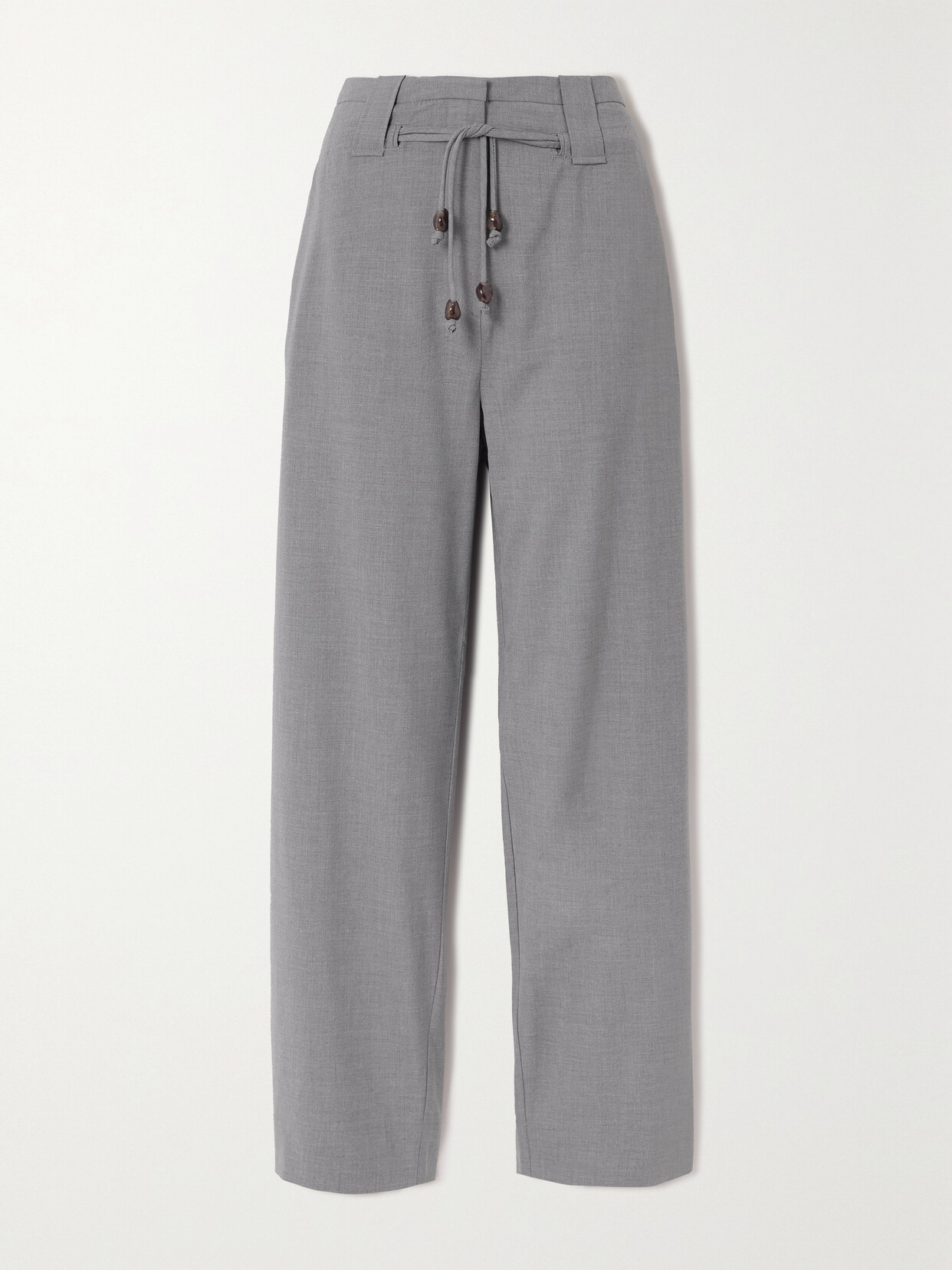 GANNI - Bead-embellished High-rise Woven Pants - Gray