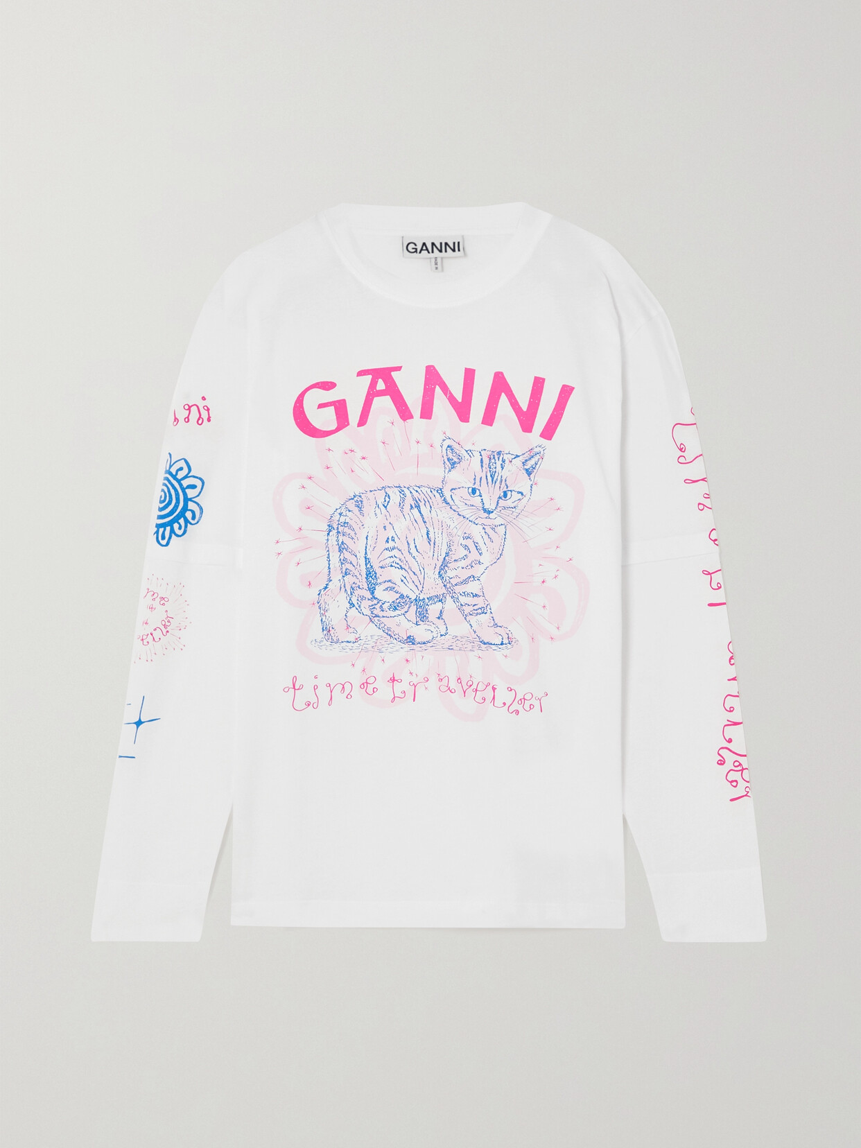 GANNI - Printed Cotton-jersey T-shirt - White