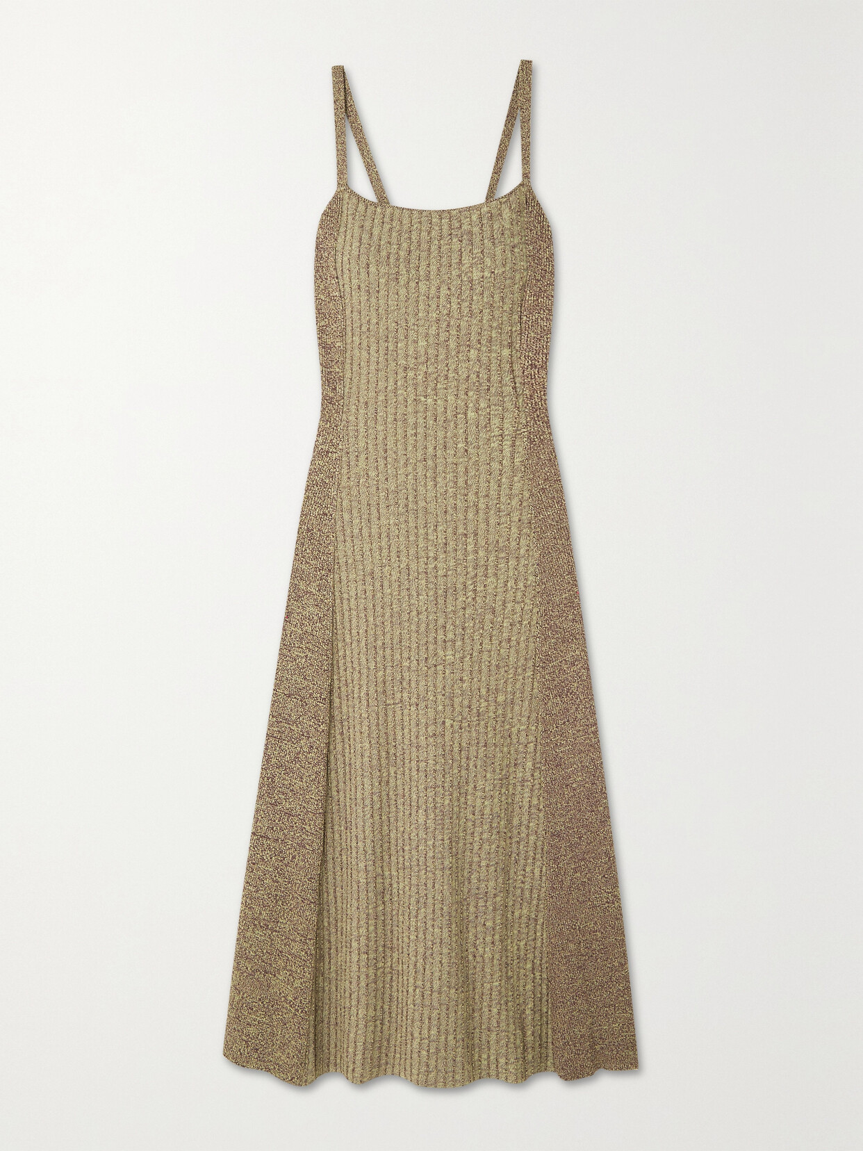 GANNI - Open-back Ribbed-knit Midi Dress - Brown