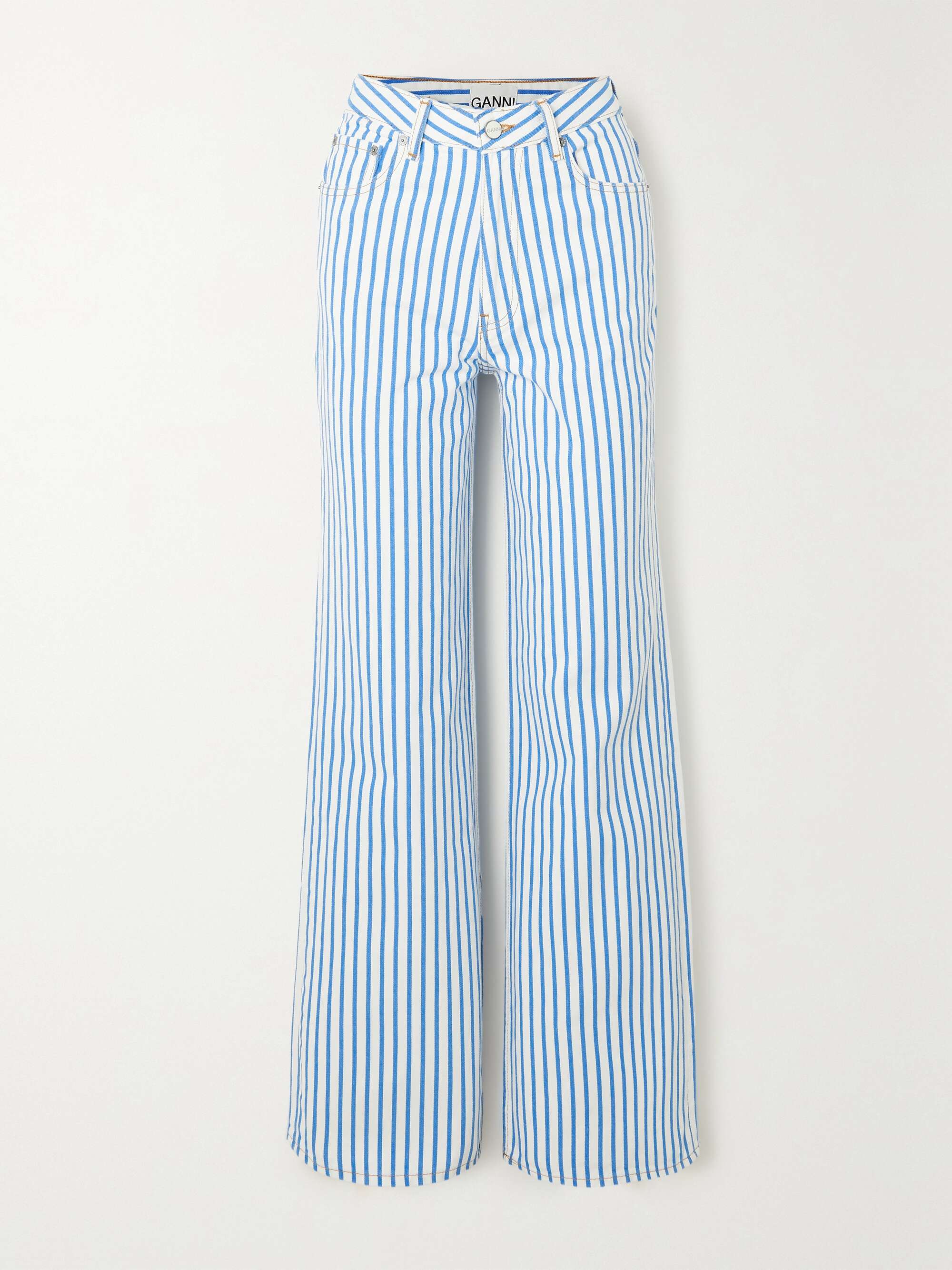 GANNI Magny striped mid rise wide leg jeans NET A PORTER
