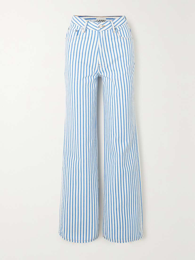 Ganni Magny Striped Mid-rise Wide-leg Jeans