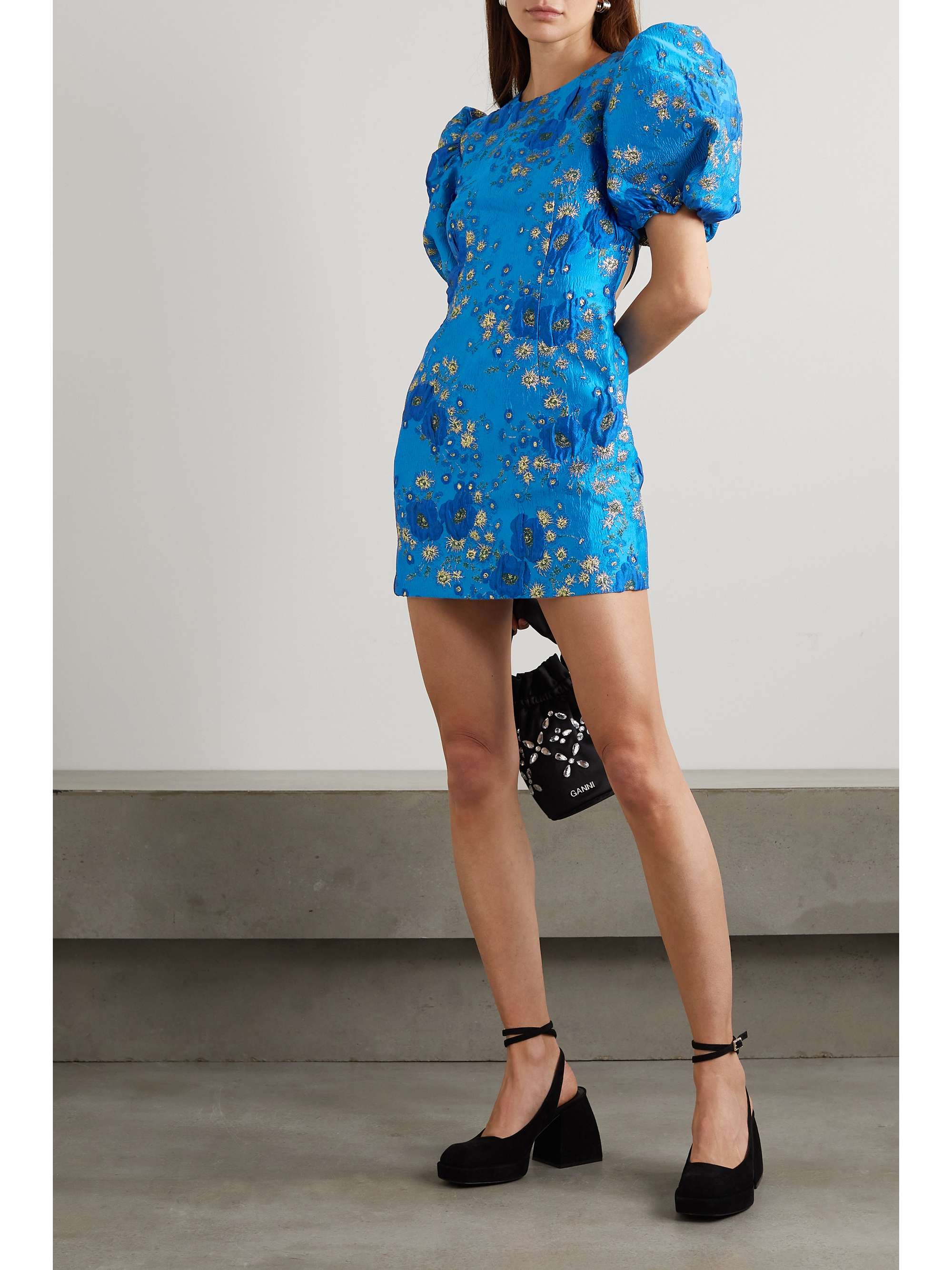 blue floral mini dress