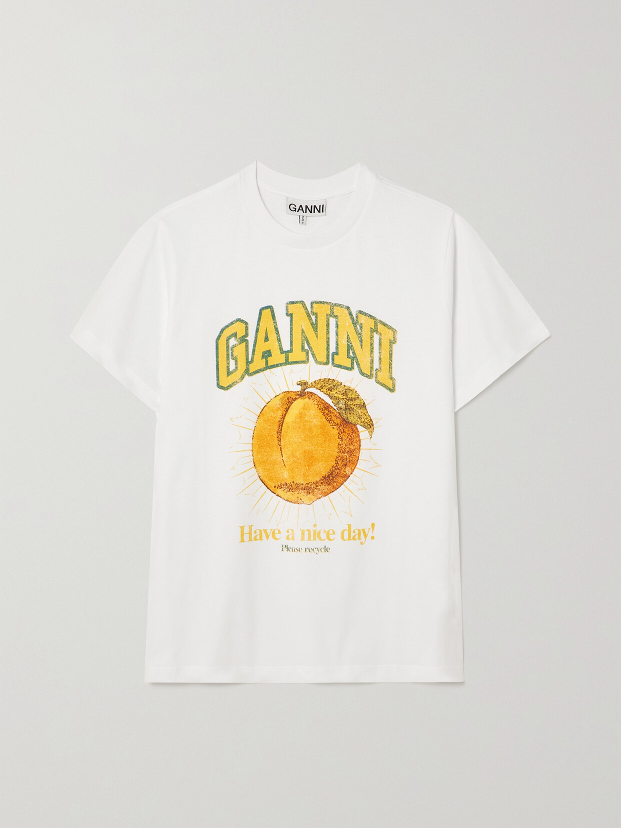 Ganni Basic Jersey Peach Relaxed T-shirt In White