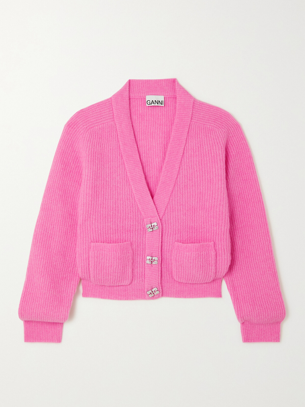 Ganni Orchid Pink Soft Wool Cardigan