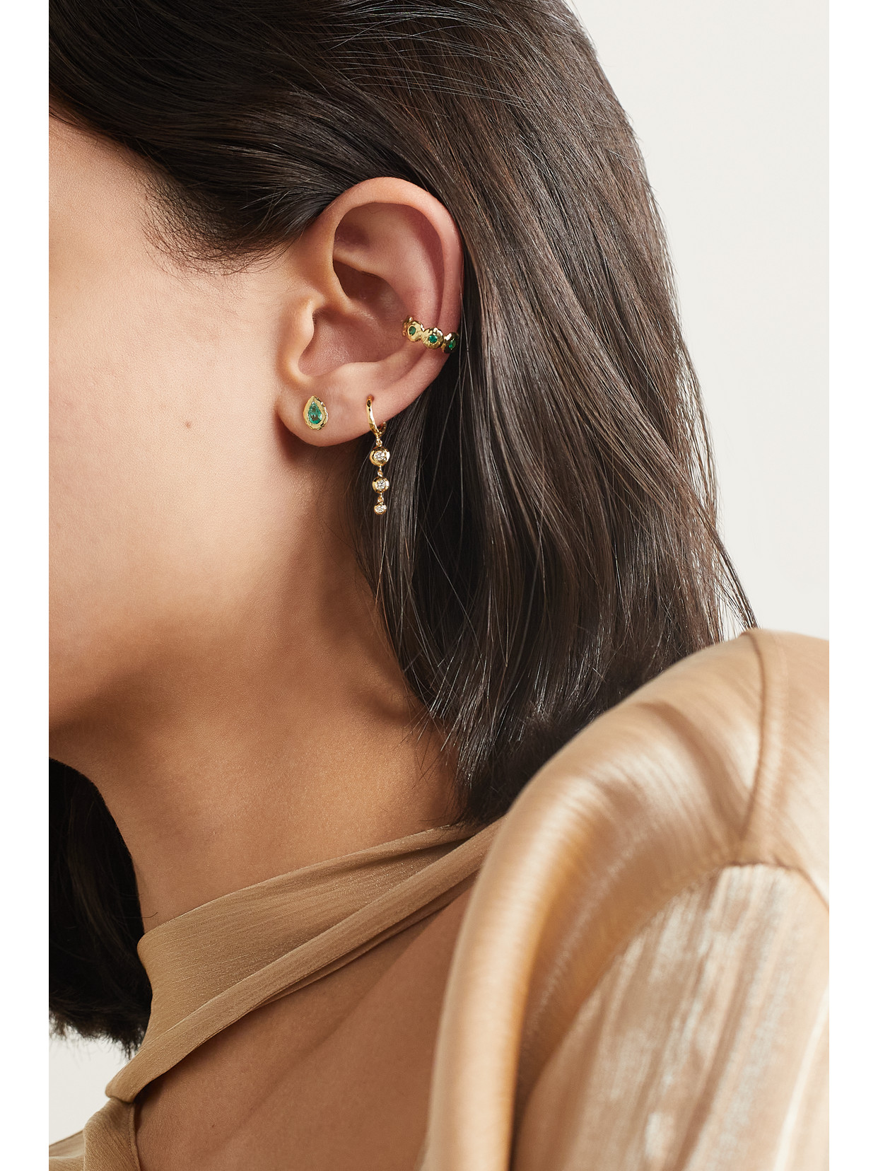 Shop Octavia Elizabeth + Net Sustain Nesting Gem 18-karat Recycled-gold Emerald Ear Cuff