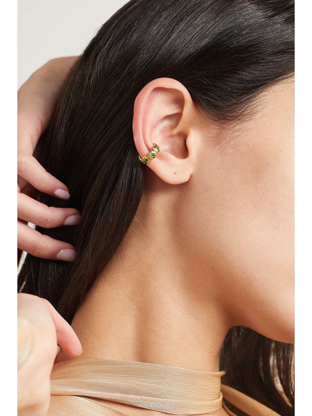 Octavia Elizabeth + Net Sustain Nesting Gem 18-karat Recycled-gold Emerald Ear Cuff In Gold
