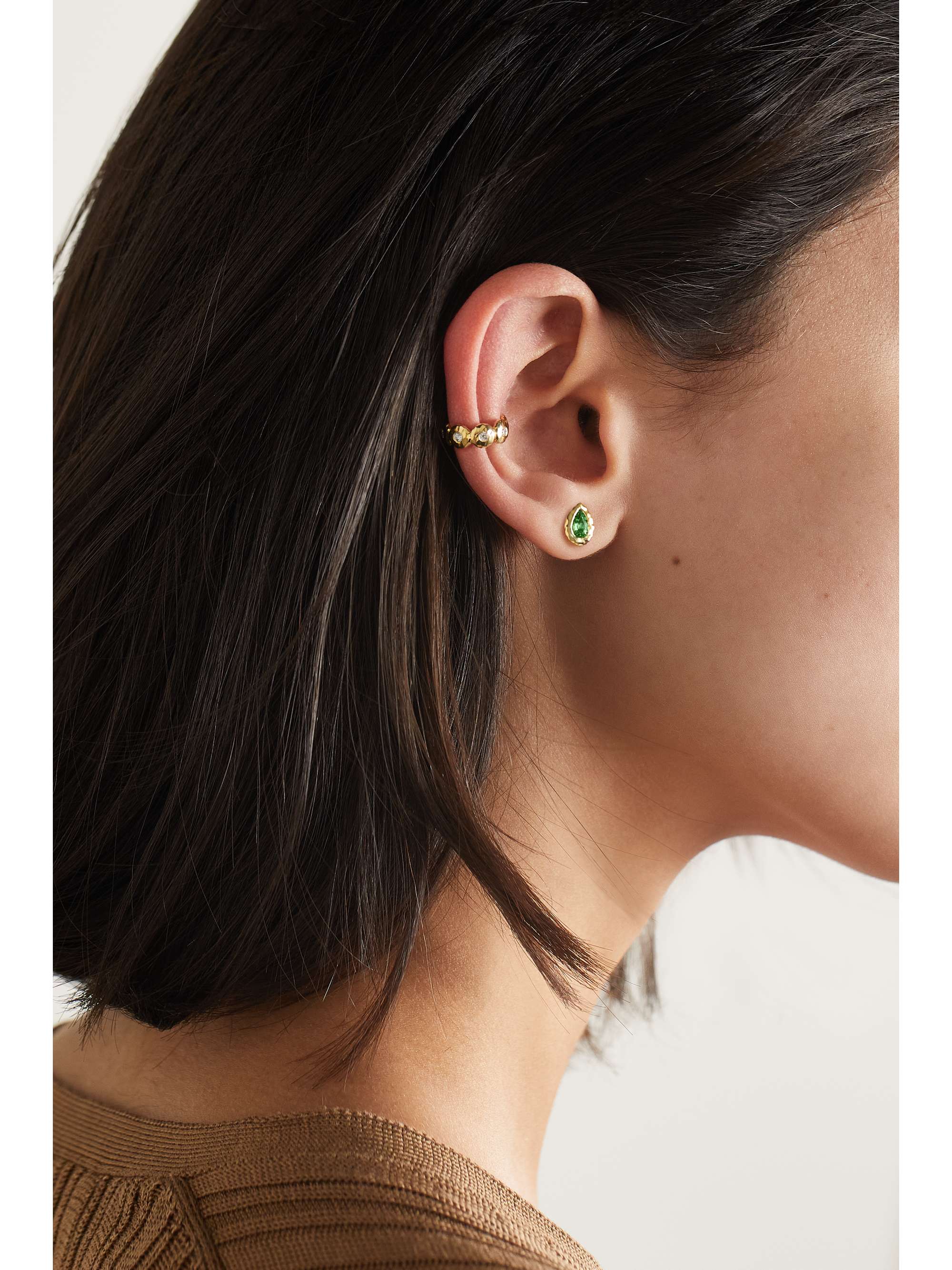 OCTAVIA ELIZABETH + NET SUSTAIN Nesting Gem 18-karat recycled-gold emerald ear cuff
