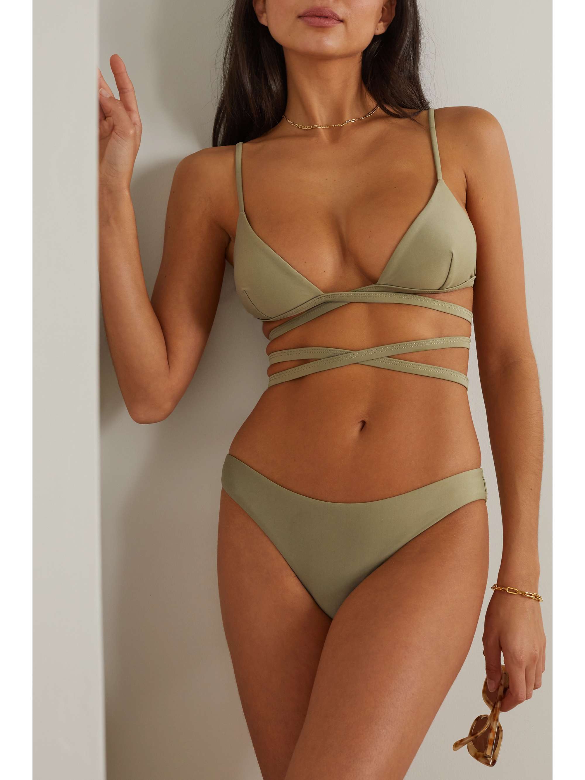 MATTEAU Wrap-effect stretch-REPREVE triangle bikini top