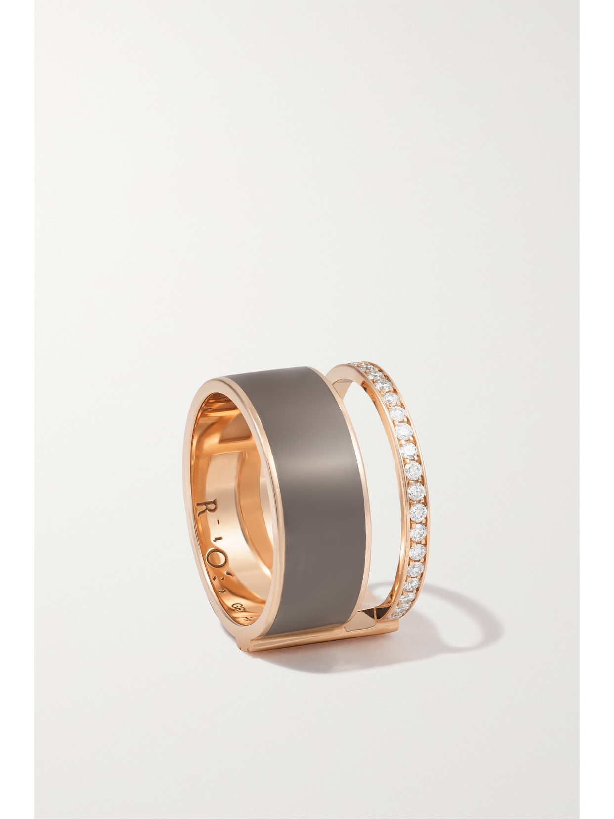 Repossi Berbere 18-karat Rose Gold, Lacquer And Diamond Ring In Gold