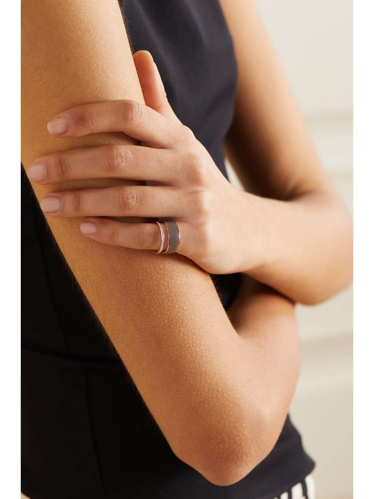 Repossi Berbere 18-karat Rose Gold, Lacquer And Diamond Ring In Gold