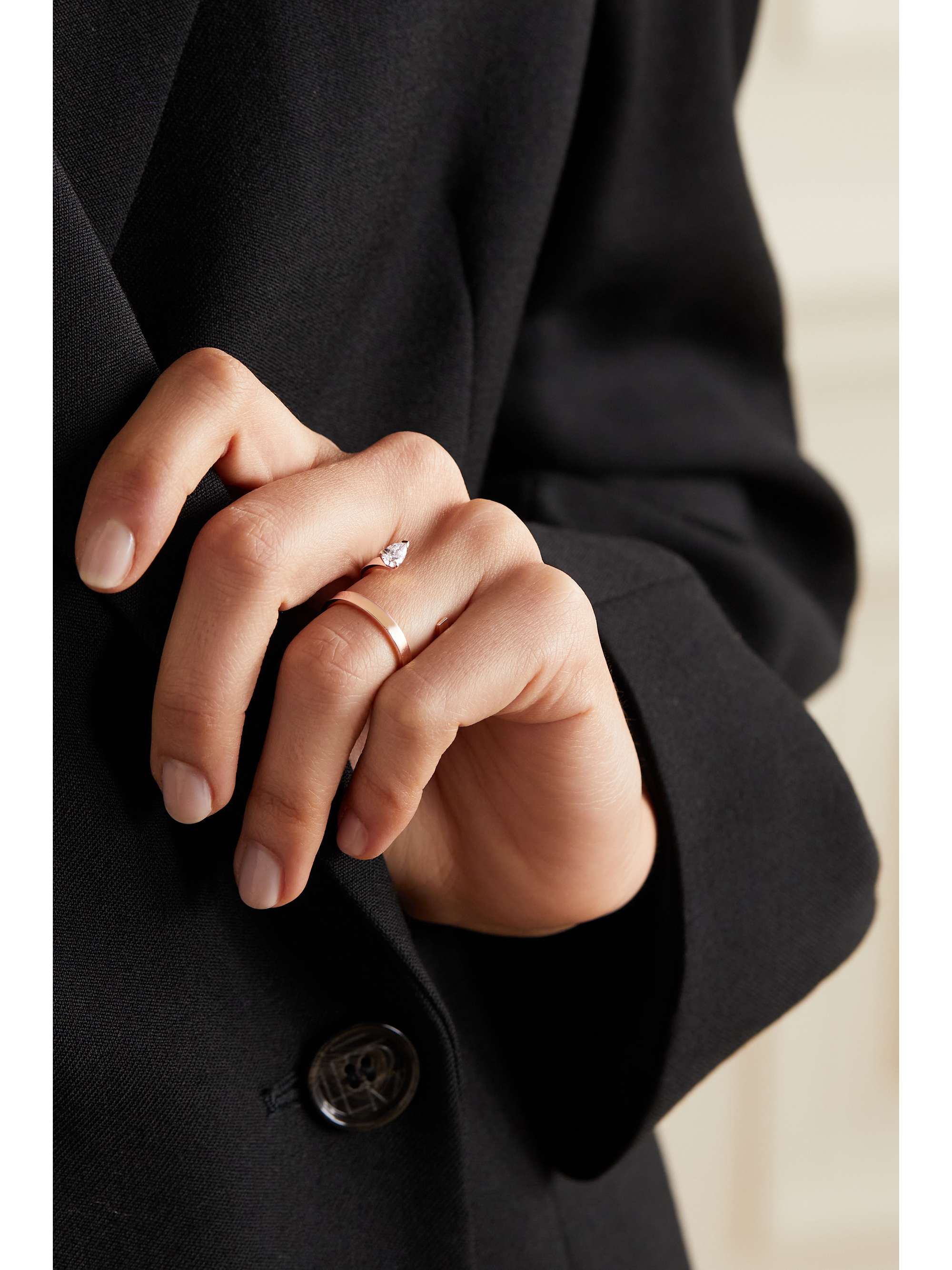 REPOSSI Serti Sur Vide 18-karat rose gold diamond ring