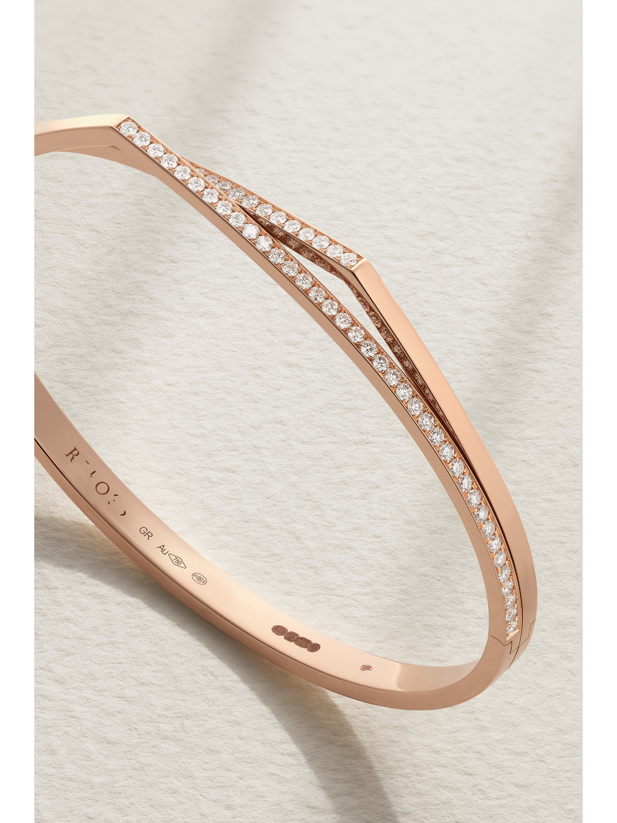 Repossi Women's Antifer 18k Rose Gold & Pavé Diamond 2-row Bangle Bracelet In Gold