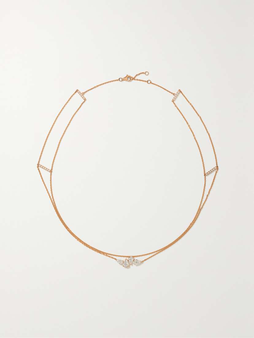 Repossi Serti Sur Vide 18-karat Rose Gold Diamond Necklace