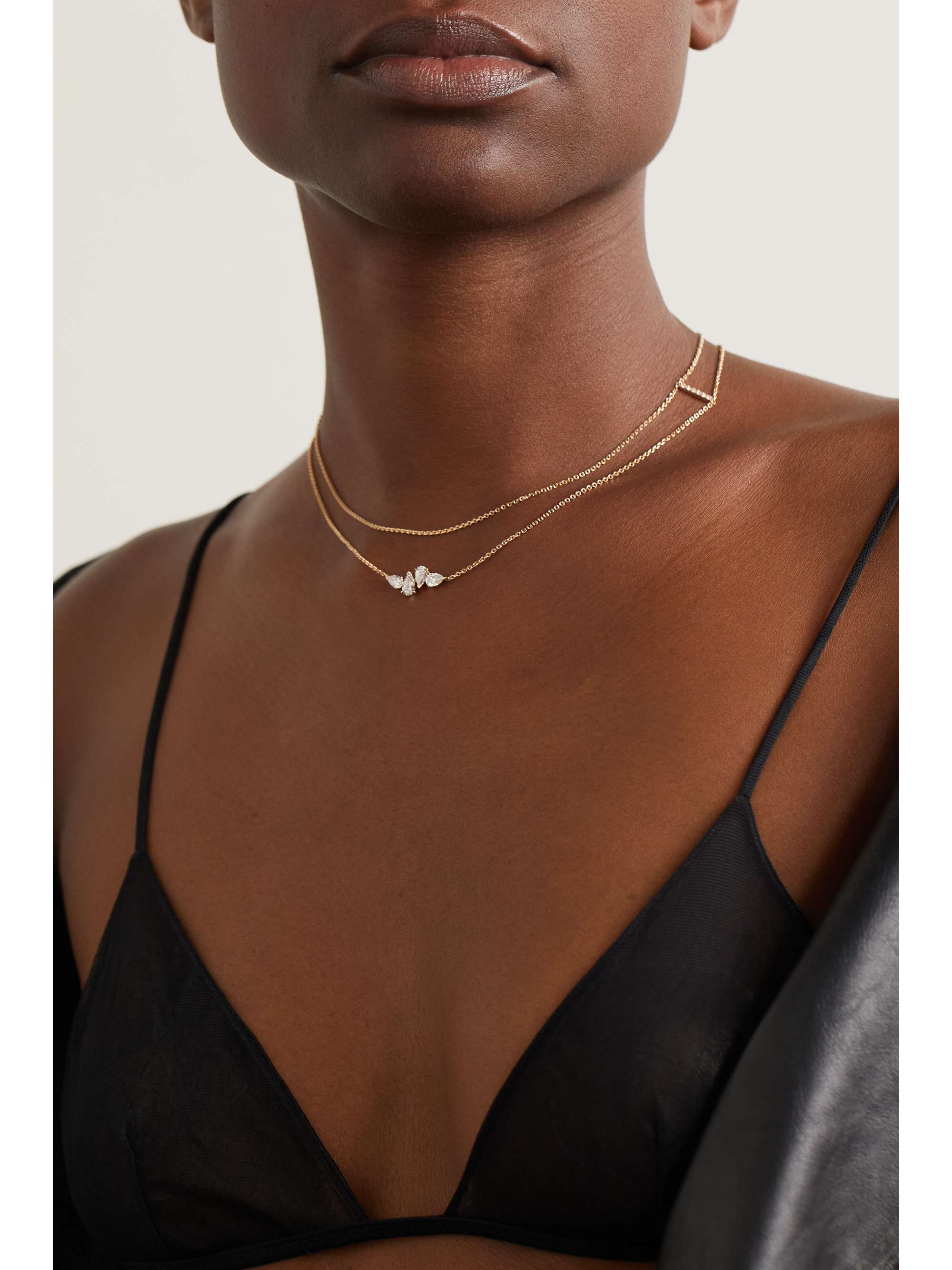 REPOSSI Serti Sur Vide 18-karat rose gold diamond necklace