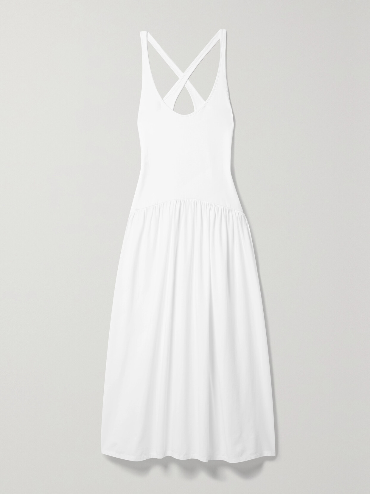 Another Tomorrow Cutout Stretch-jersey Midi Dress In White