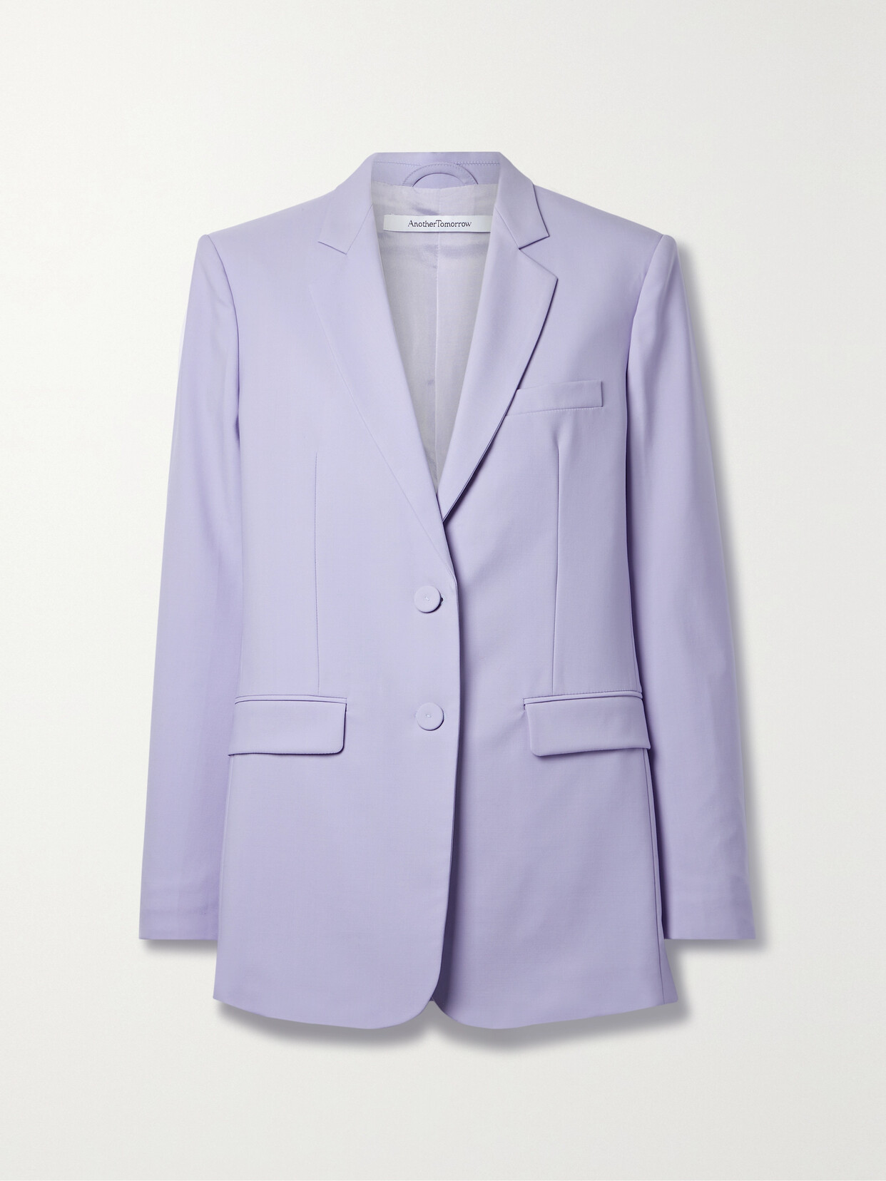 Another Tomorrow Merino Wool Oversized Blazer Jacket In Lilac