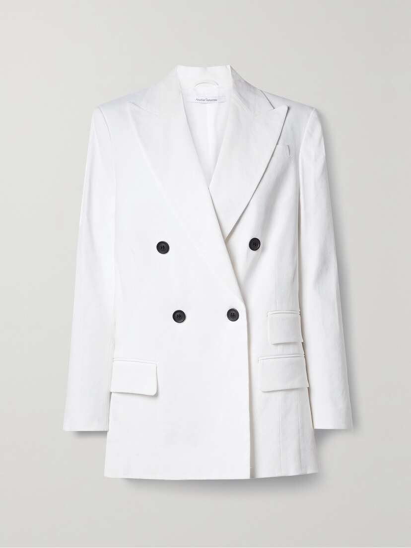 Another Tomorrow + Net Sustain Organic Double-breasted Hemp-blend Blazer