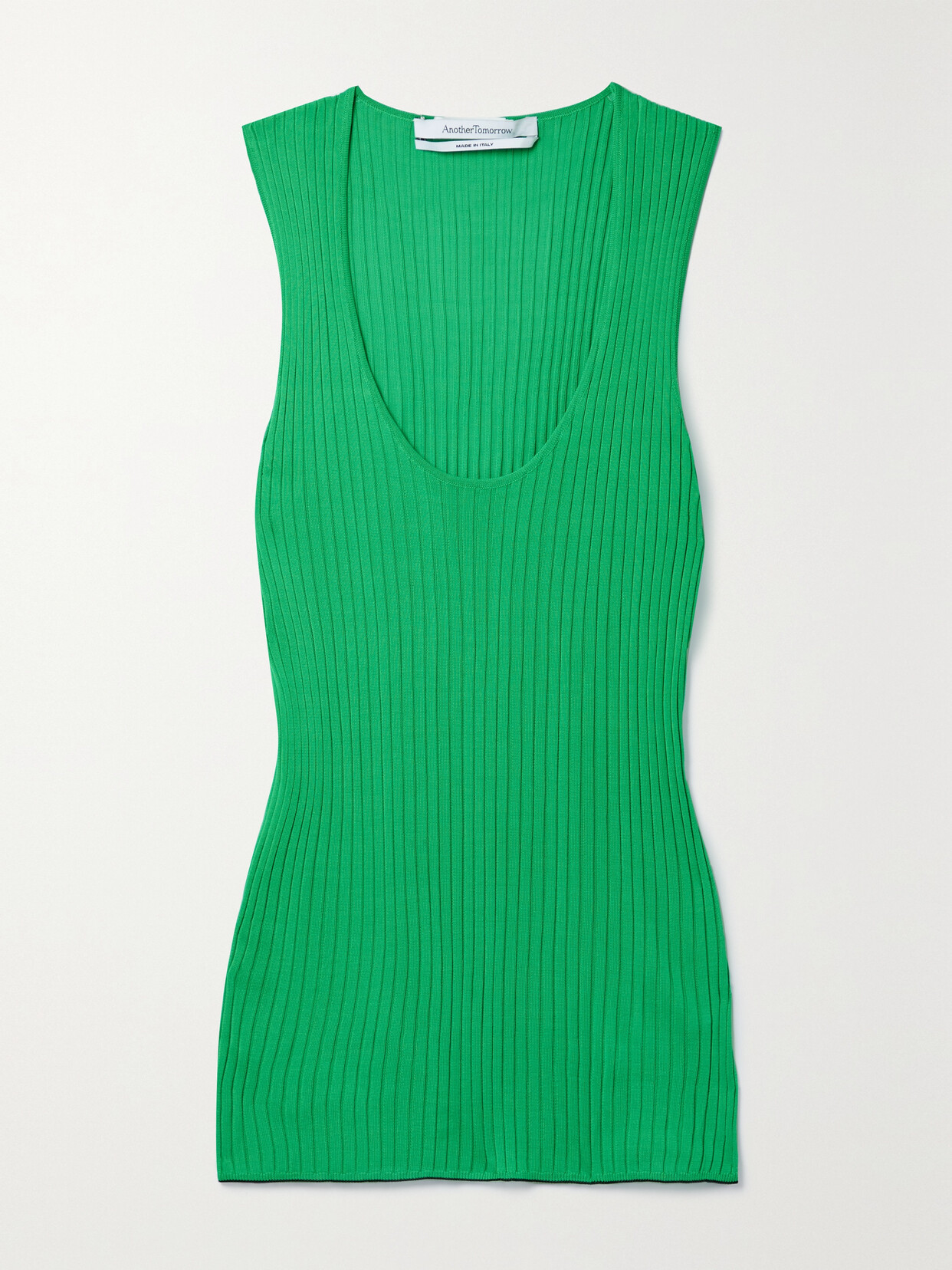 Another Tomorrow Ribbed-knit Tank In Green