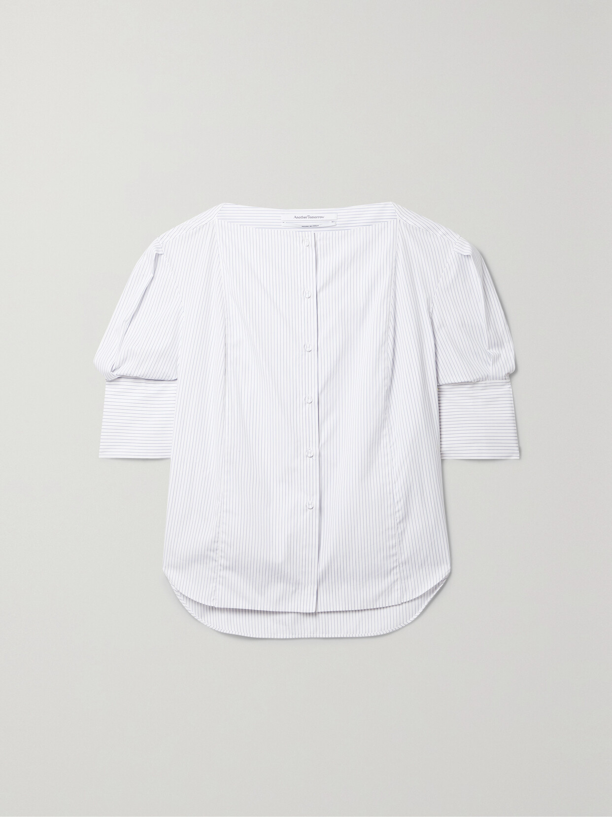 Another Tomorrow + Net Sustain Pinstriped Organic Cotton-poplin Shirt - White
