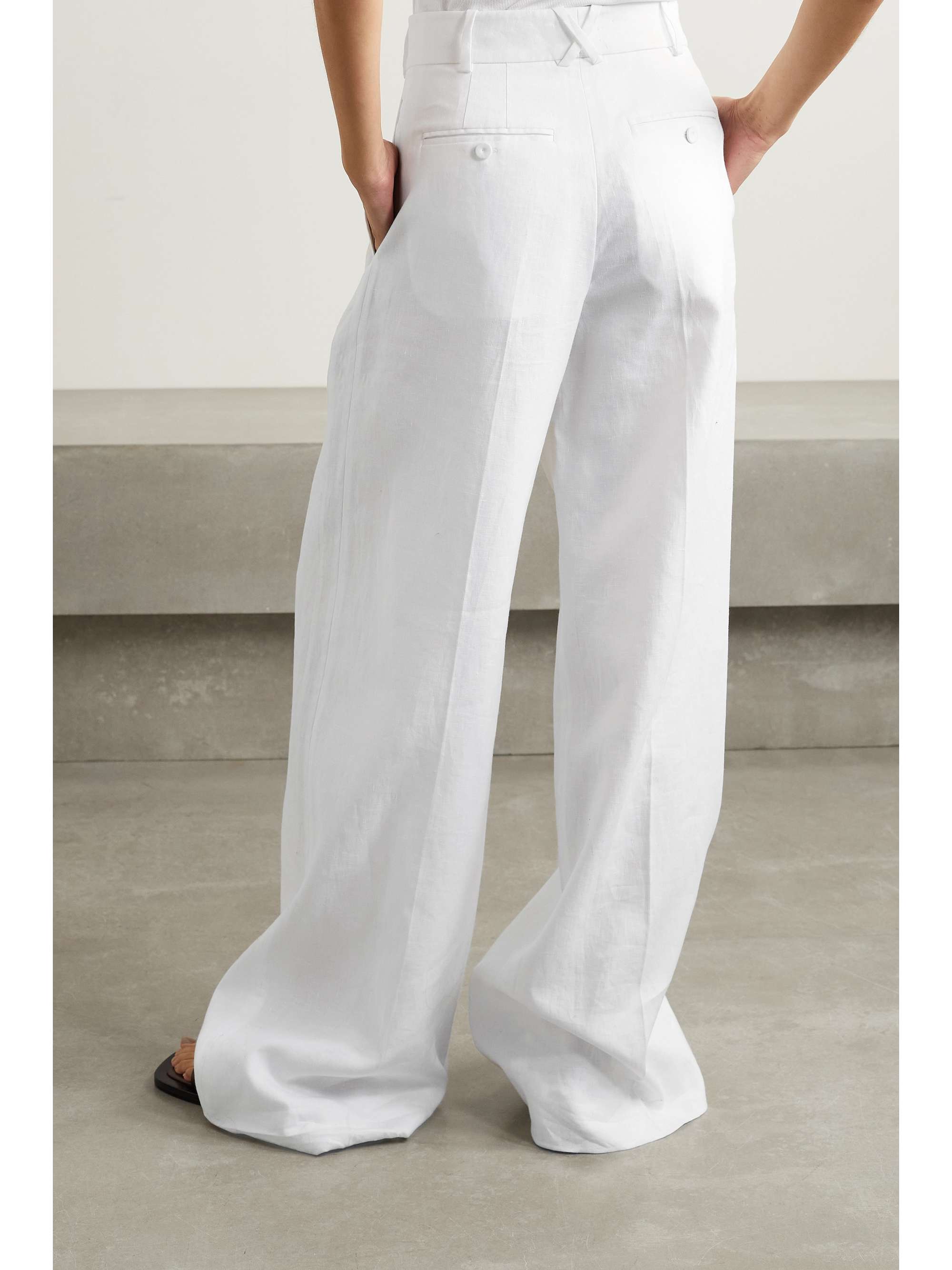 ANOTHER TOMORROW Pleated linen wide-leg pants