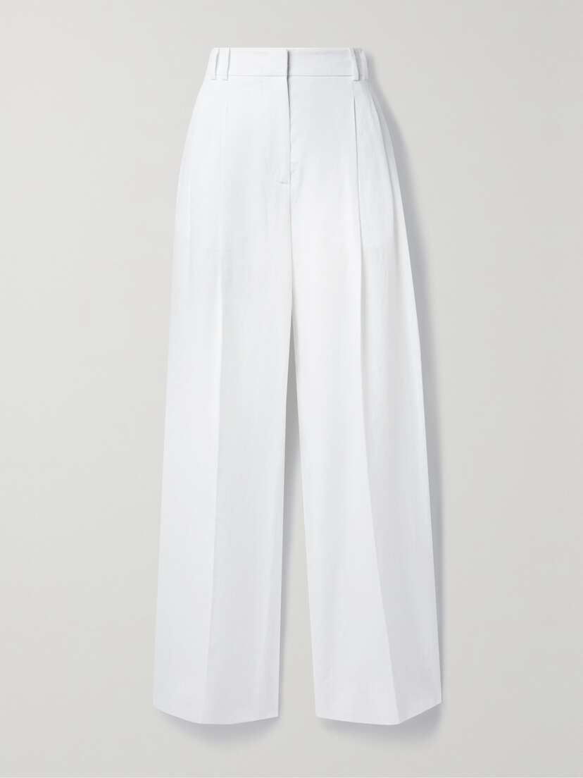 Another Tomorrow + Net Sustain Pleated Linen Wide-leg Pants