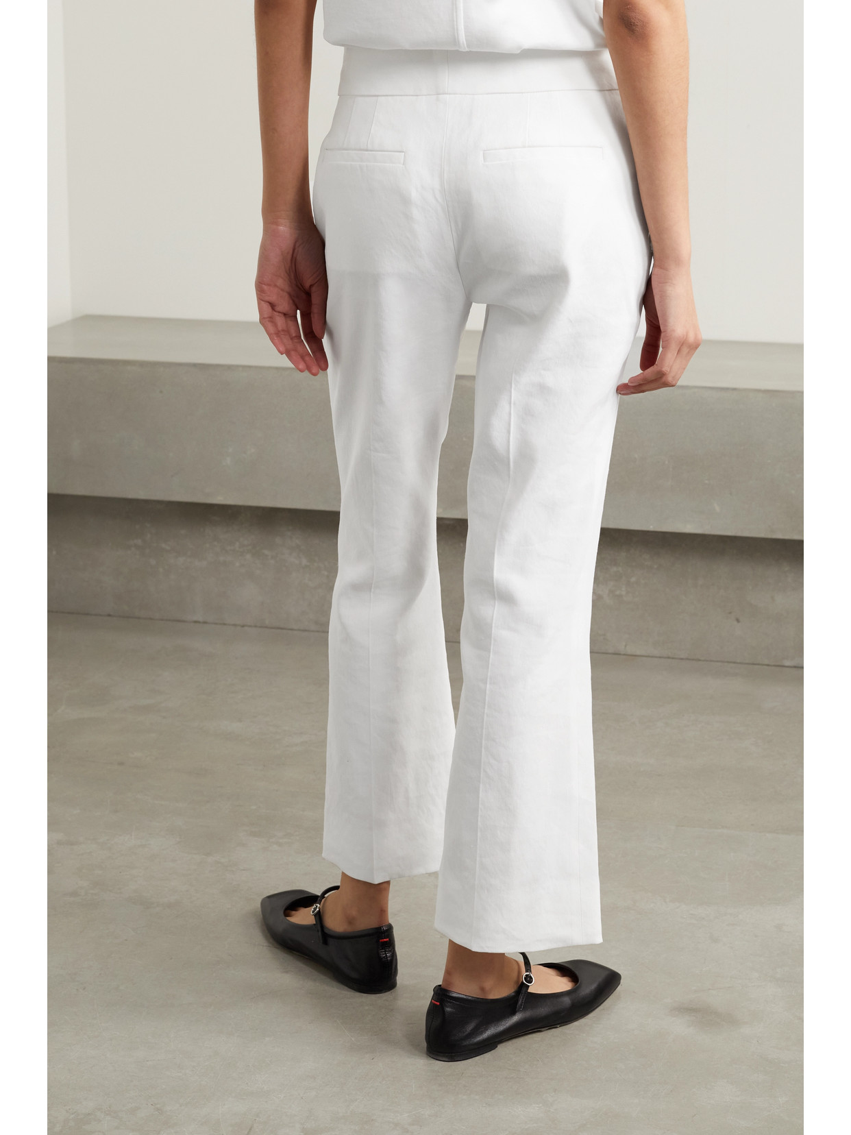 Shop Another Tomorrow + Net Sustain Cropped Organic Hemp-blend Flared Pants In Off-white