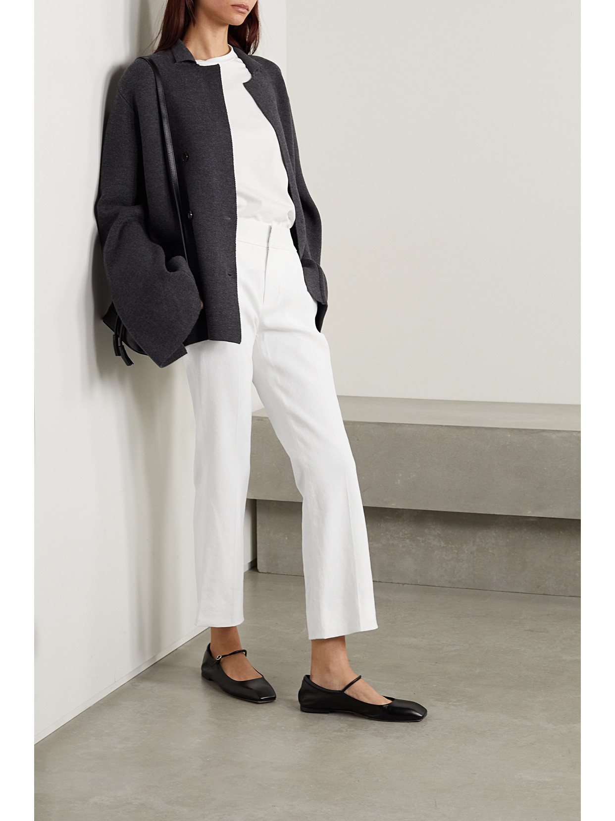 Another Tomorrow Cropped Hemp-blend Flared Pants In Off-white
