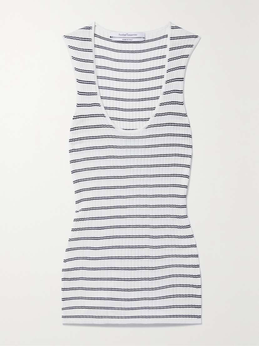 Another Tomorrow + Net Sustain Striped Ribbed-knit Tank
